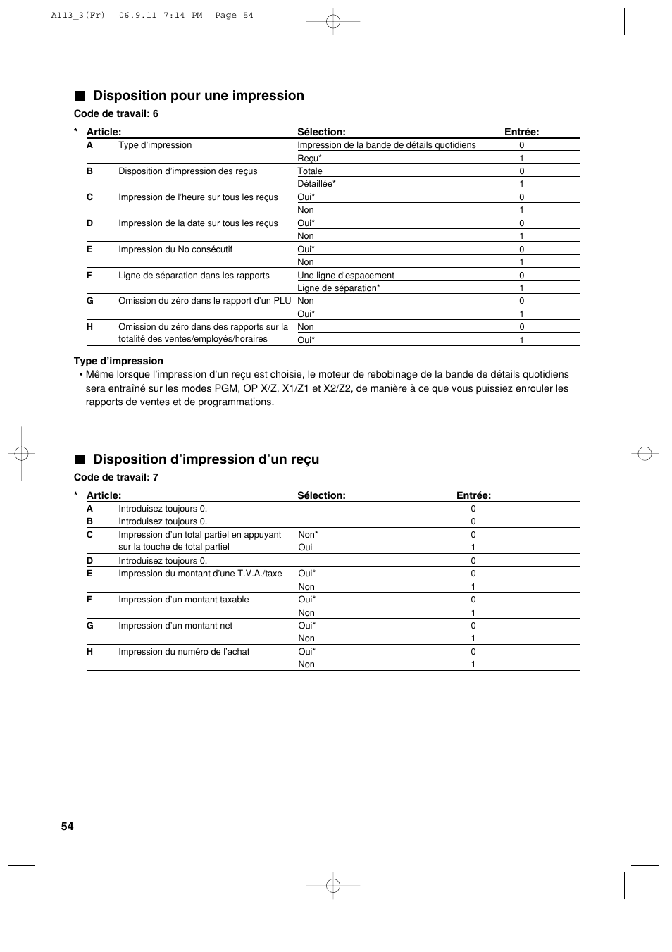 Disposition pour une impression, Disposition d’impression d’un reçu | Sharp XE-A113 User Manual | Page 216 / 404