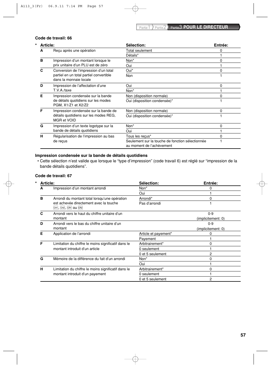 Pour le directeur | Sharp XE-A113 User Manual | Page 219 / 404