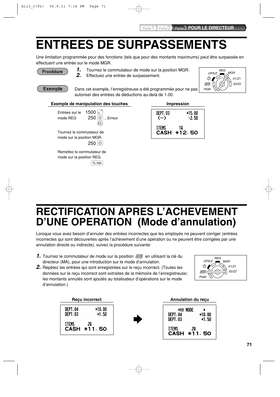 Entrees de surpassements | Sharp XE-A113 User Manual | Page 233 / 404