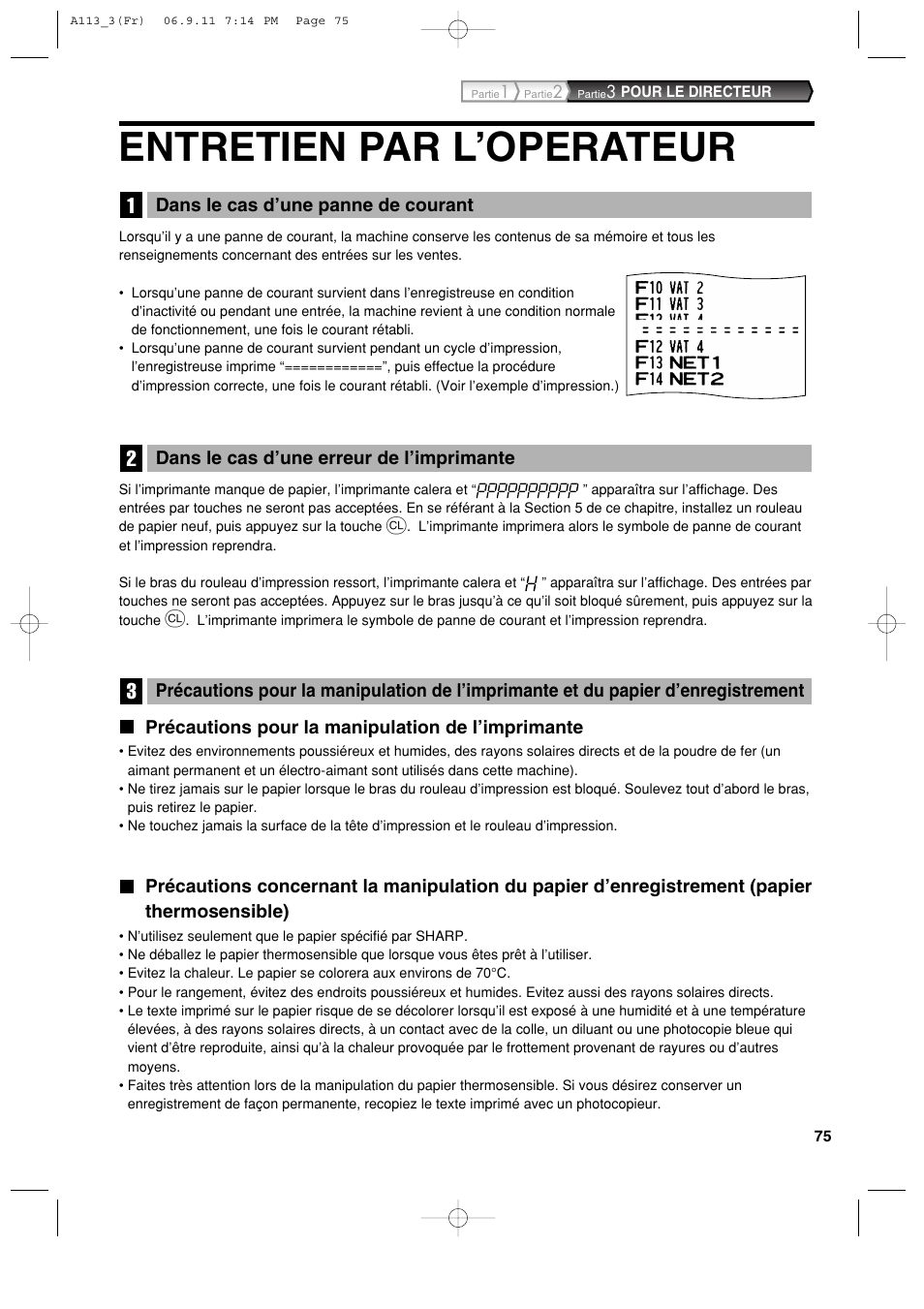 Entretien par l’operateur | Sharp XE-A113 User Manual | Page 237 / 404