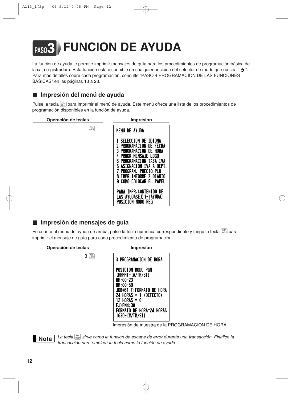 Funcion de ayuda, Paso | Sharp XE-A113 User Manual | Page 254 / 404