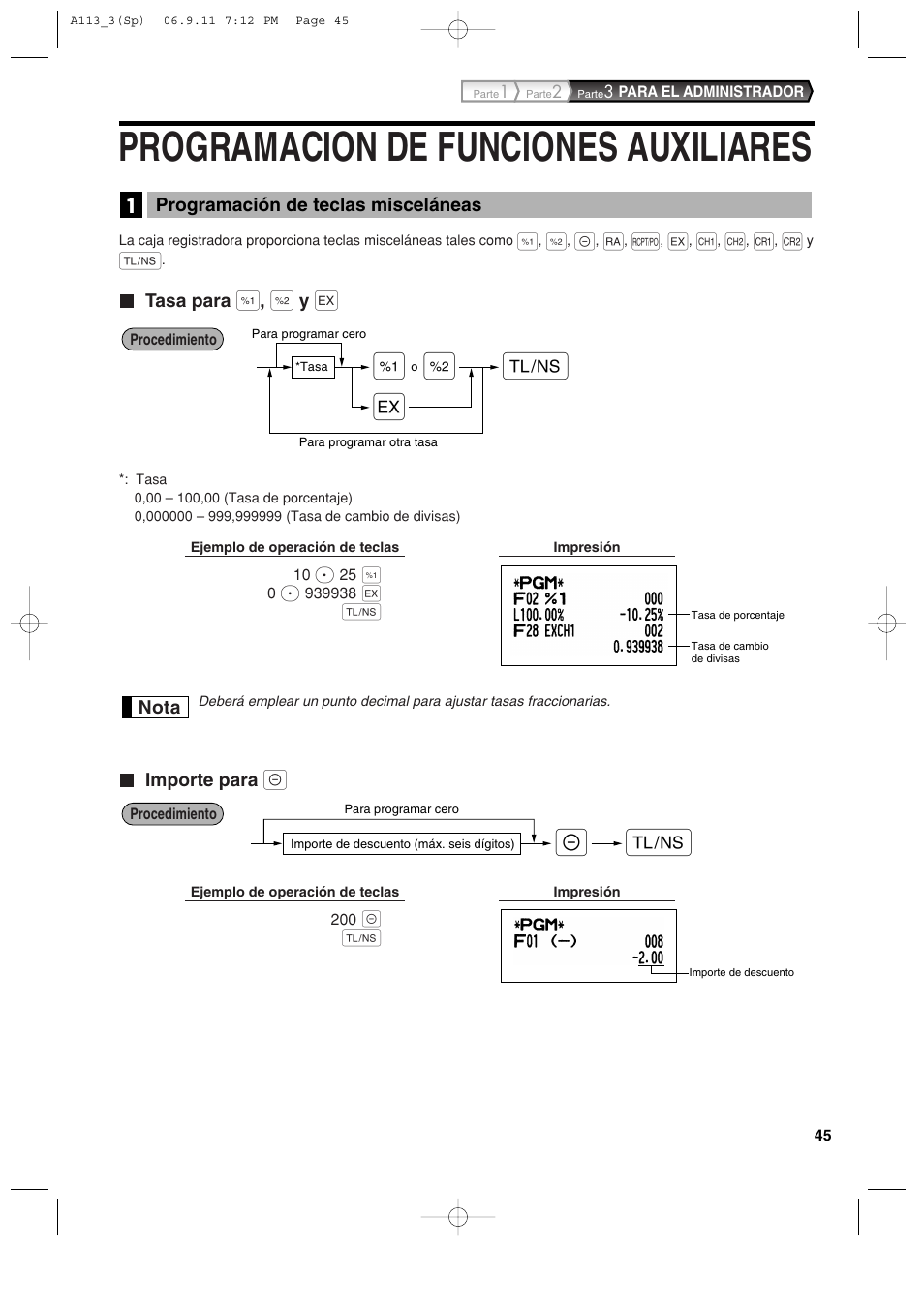 Programacion de funciones auxiliares | Sharp XE-A113 User Manual | Page 287 / 404