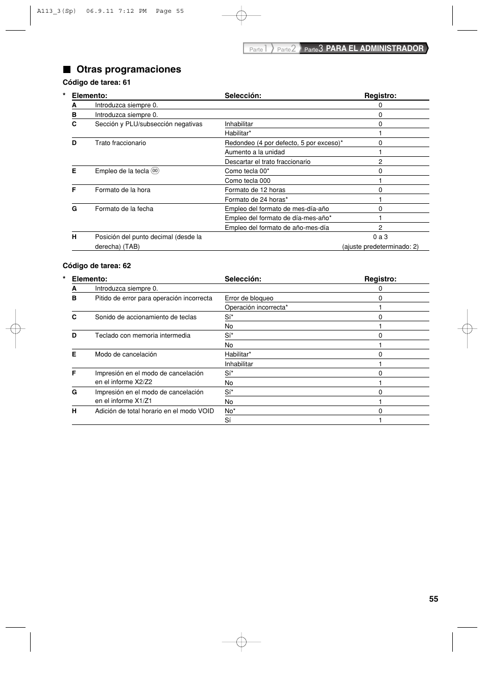 Otras programaciones, Para el administrador | Sharp XE-A113 User Manual | Page 297 / 404