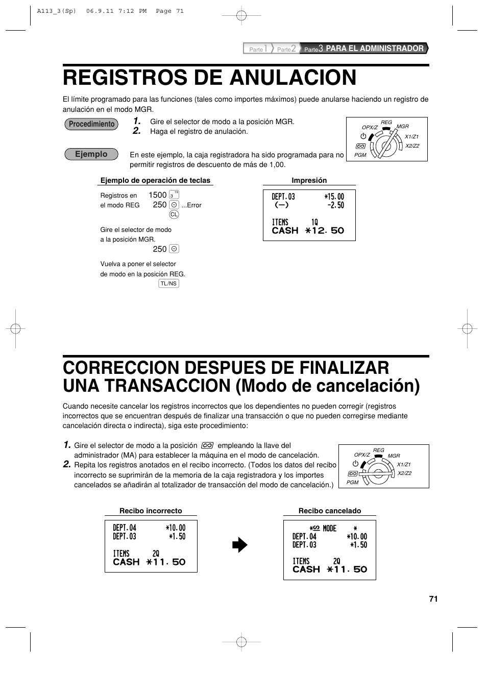 Registros de anulacion | Sharp XE-A113 User Manual | Page 313 / 404