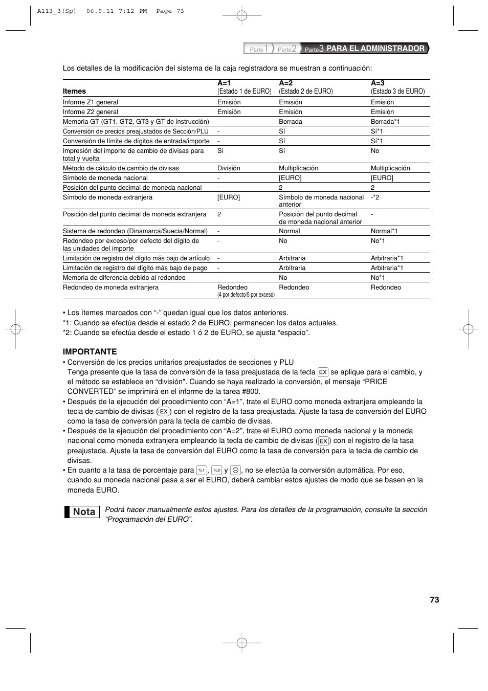 Nota | Sharp XE-A113 User Manual | Page 315 / 404