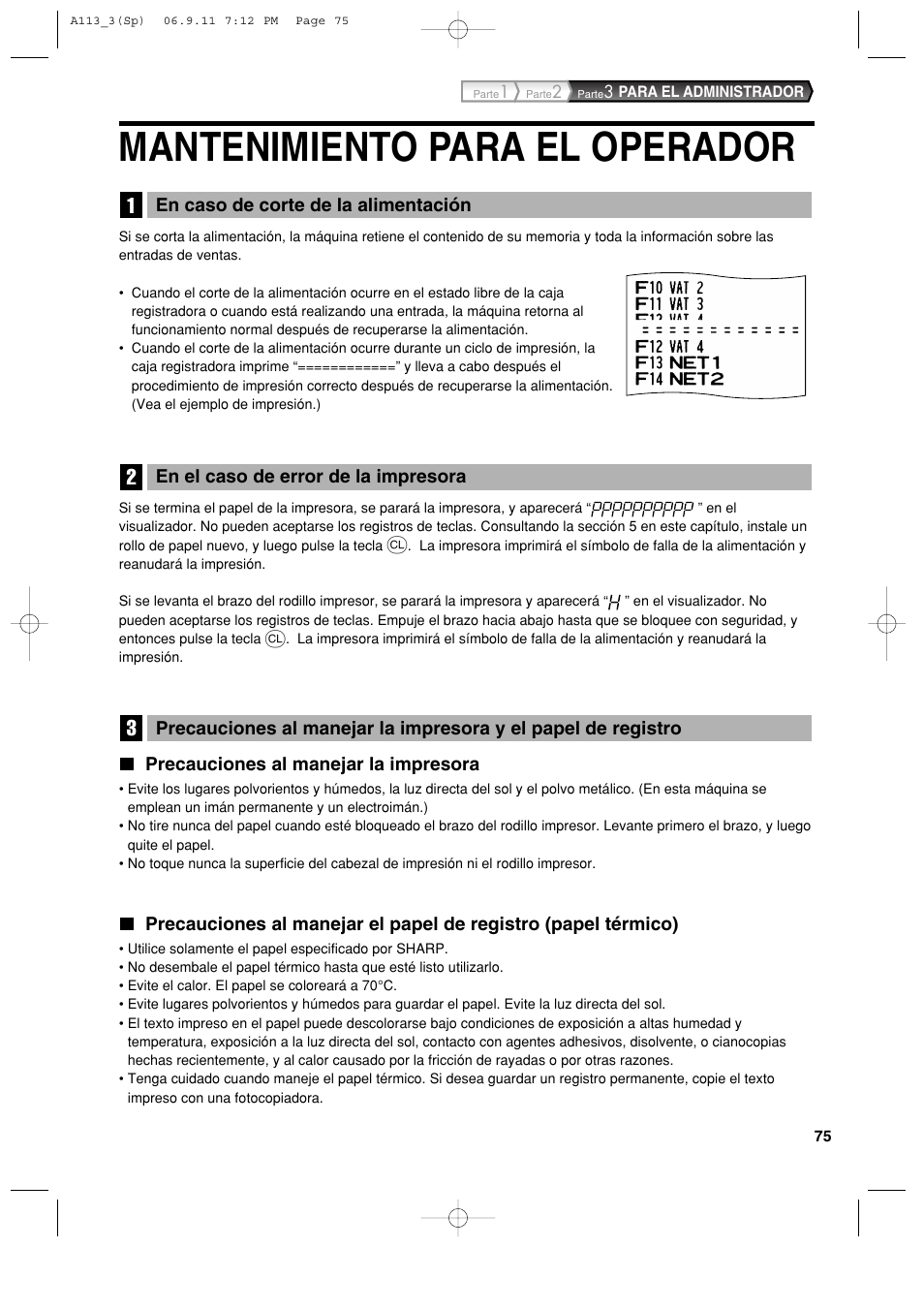 Mantenimiento para el operador, 3l l | Sharp XE-A113 User Manual | Page 317 / 404