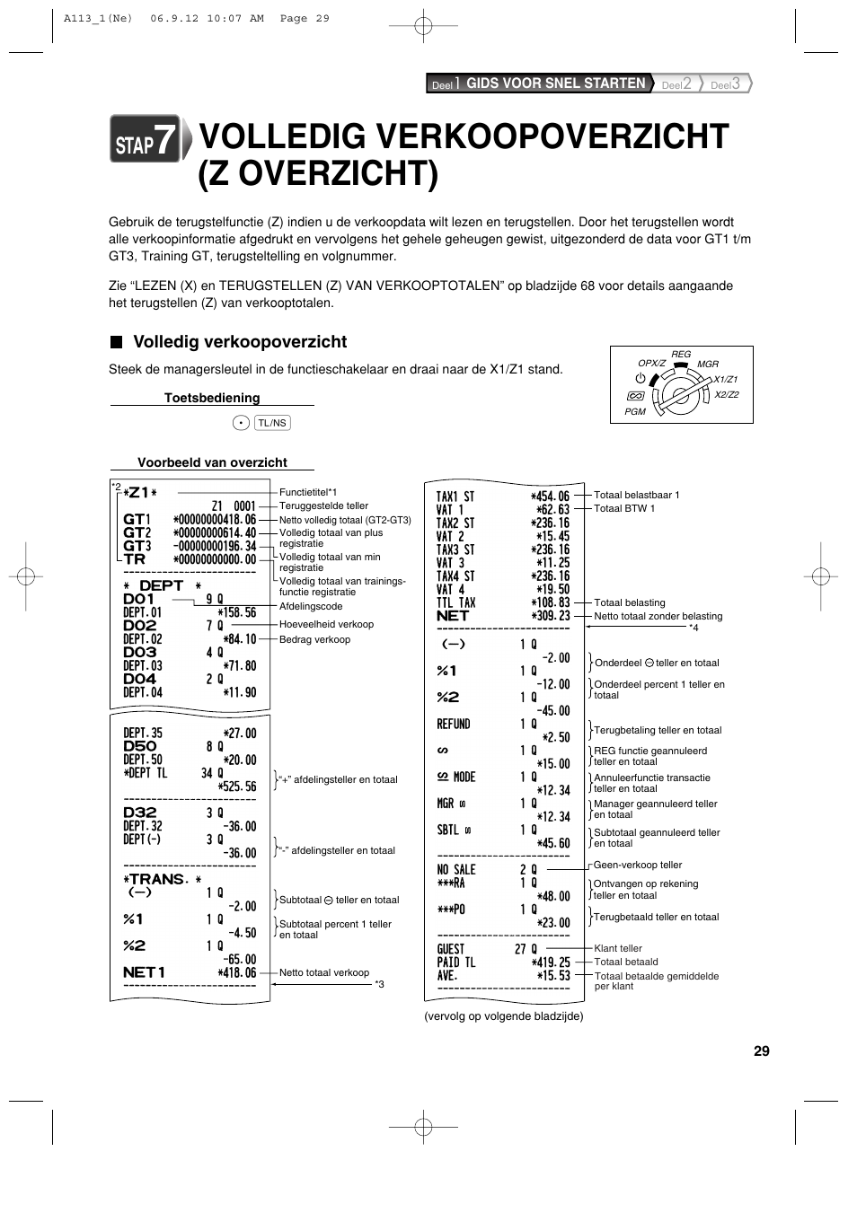 Volledig verkoopoverzicht (z overzicht), Stap, Volledig verkoopoverzicht | Sharp XE-A113 User Manual | Page 351 / 404