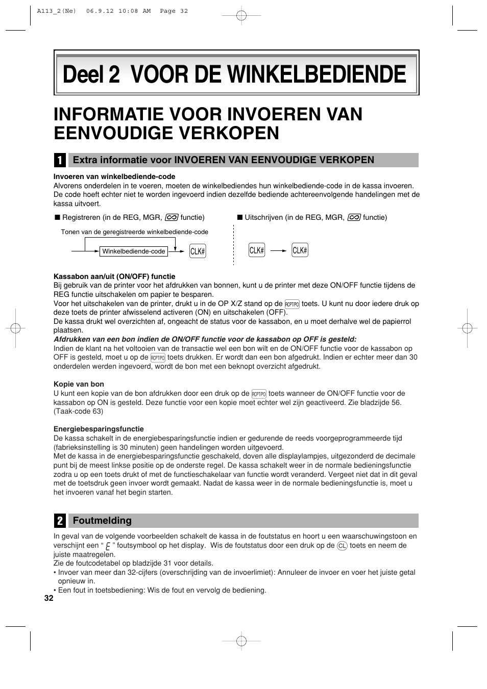 Deel 2 voor de winkelbediende, Informatie voor invoeren van eenvoudige verkopen | Sharp XE-A113 User Manual | Page 354 / 404