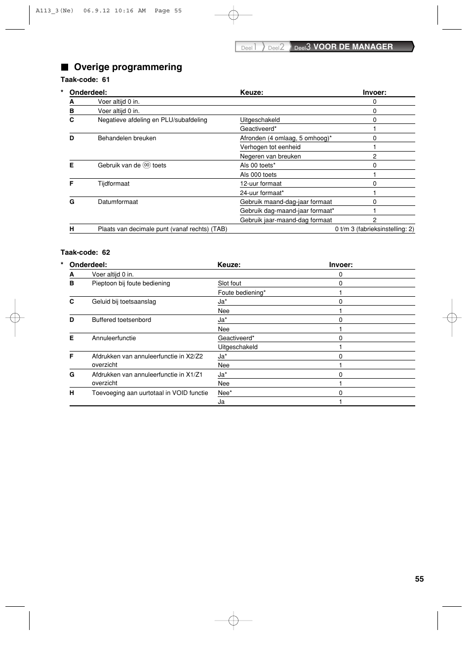 Overige programmering, Voor de manager | Sharp XE-A113 User Manual | Page 377 / 404
