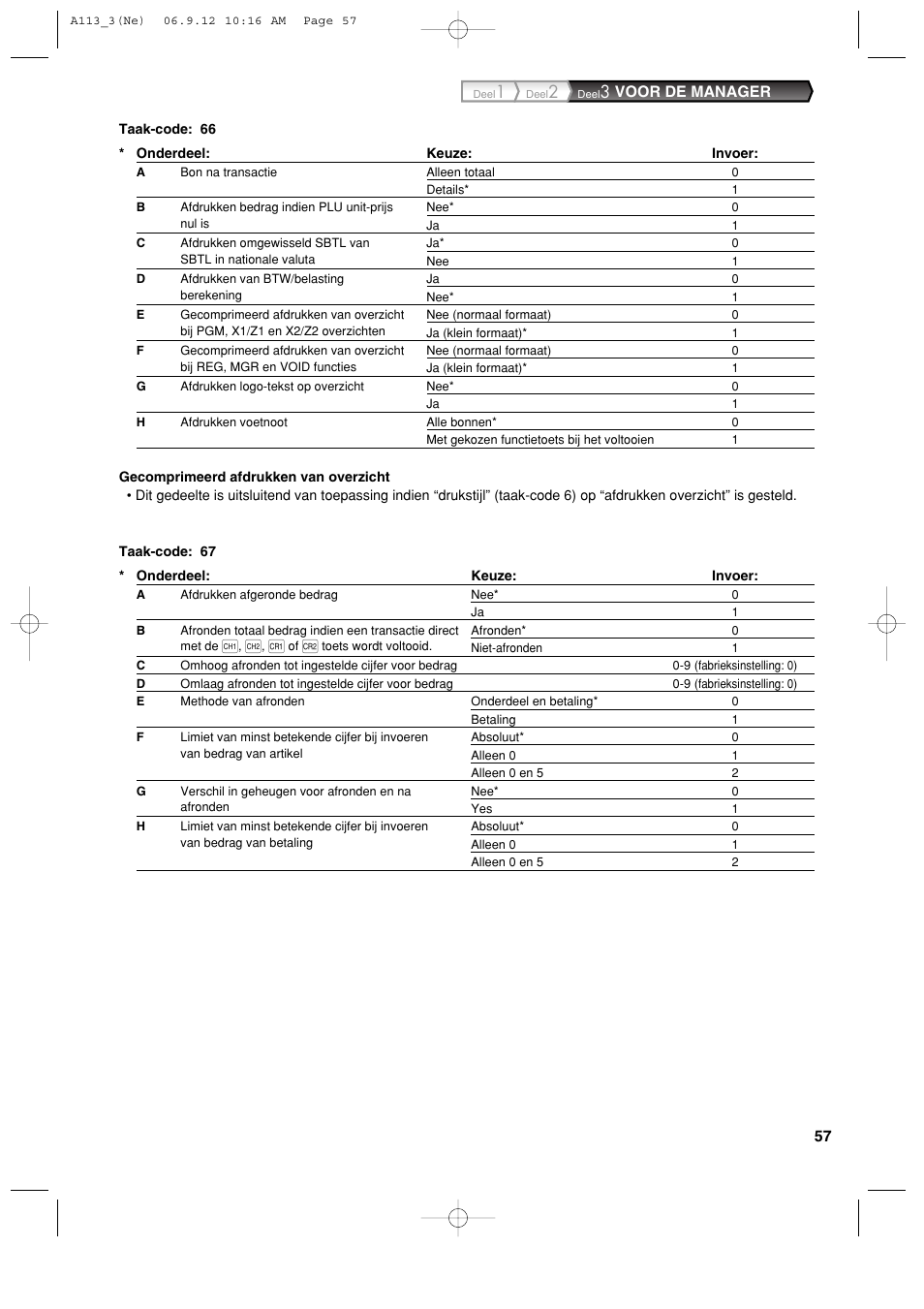 Voor de manager | Sharp XE-A113 User Manual | Page 379 / 404