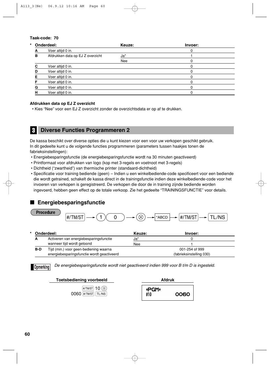 Energiebesparingsfunctie, Diverse functies programmeren 2 | Sharp XE-A113 User Manual | Page 382 / 404