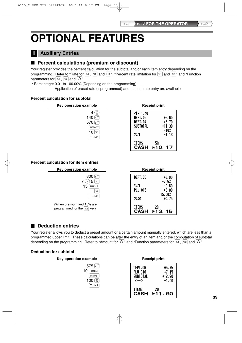 Optional features | Sharp XE-A113 User Manual | Page 41 / 404