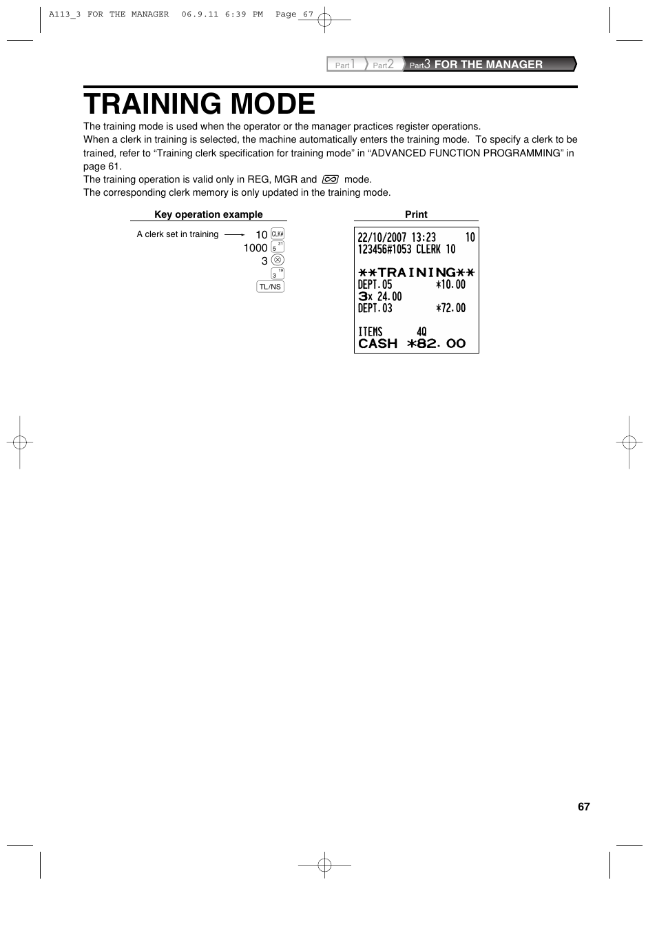 Training mode | Sharp XE-A113 User Manual | Page 69 / 404