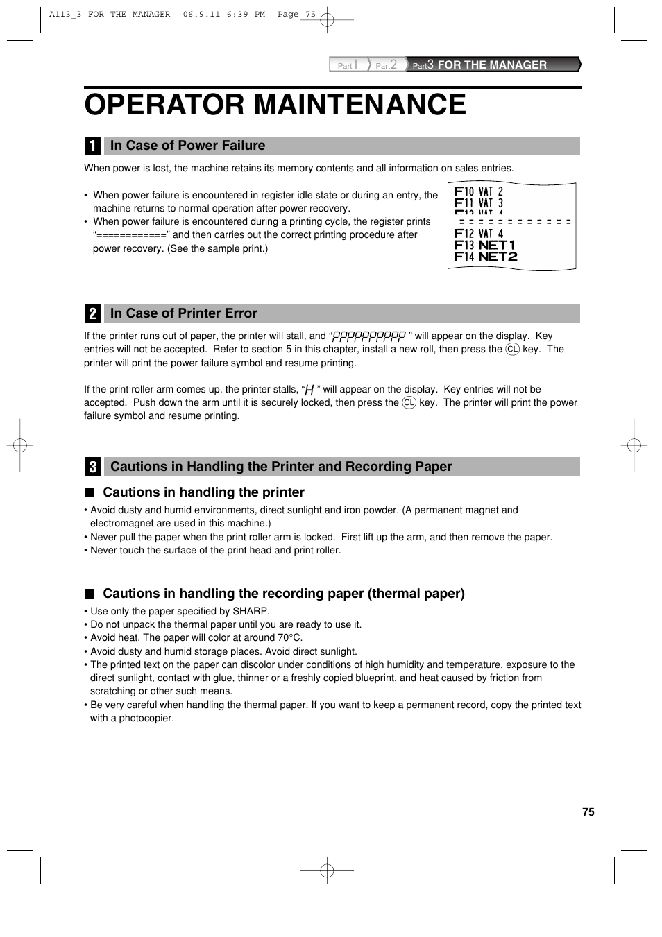 Operator maintenance, 3l l | Sharp XE-A113 User Manual | Page 77 / 404