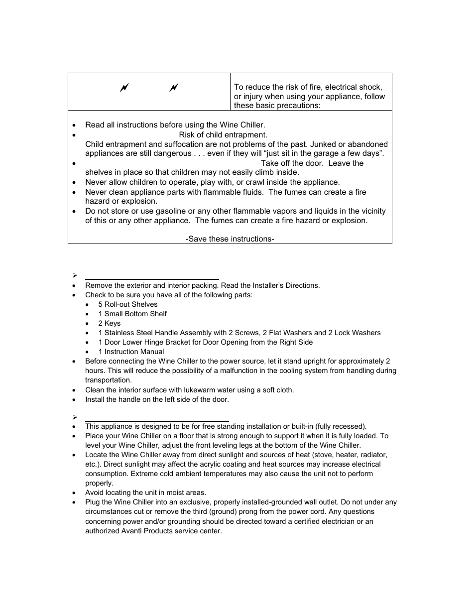 Important safety instructions | Avanti WCR5404DZD User Manual | Page 7 / 20