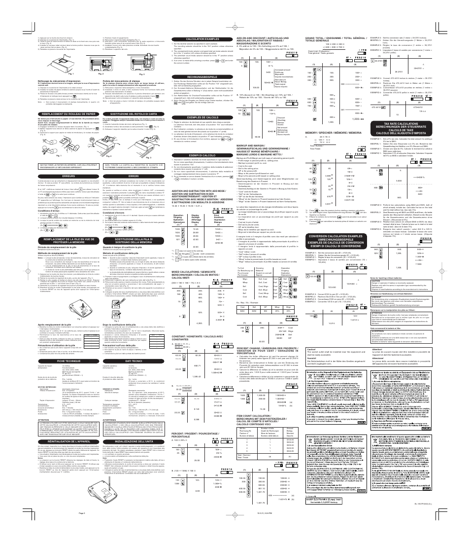 Sharp EL-1607P User Manual | Page 2 / 2