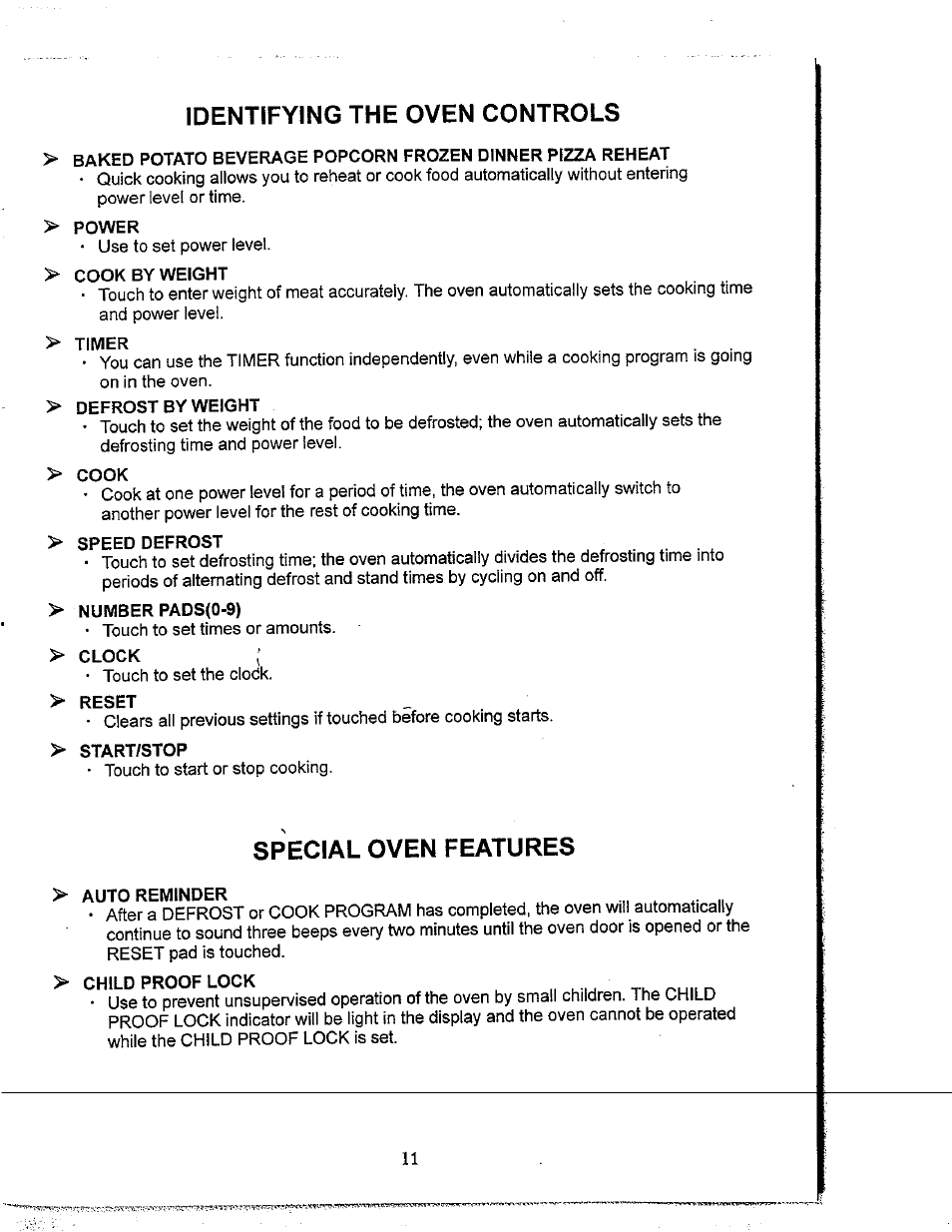 Power, Cook by weight, Timer | Defrost by weight, Cook, Speed defrost, Number pads(0-9), Clock, Reset, Start/stop | Avanti NOT FOUN MO649TW User Manual | Page 12 / 21