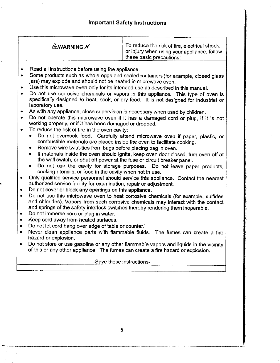 Important safety instructions, Awarnincy | Avanti NOT FOUN MO649TW User Manual | Page 6 / 21