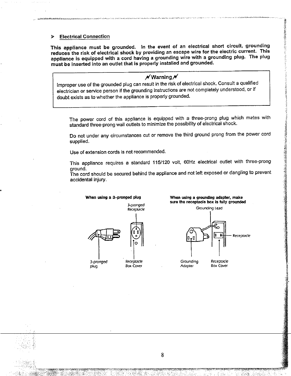 Electrical connection | Avanti NOT FOUN MO649TW User Manual | Page 9 / 21