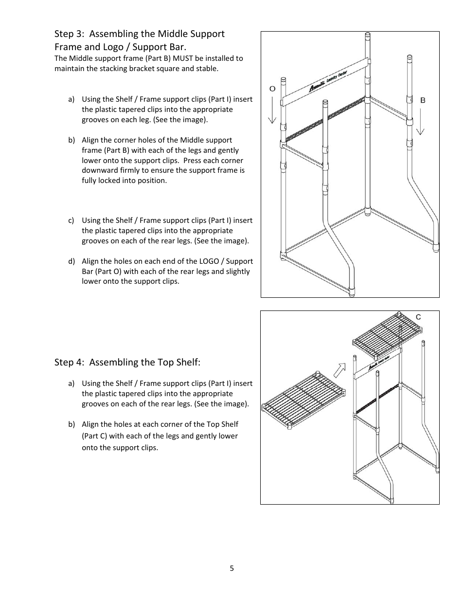 Step 4: assembling the top shelf | Avanti WDB101 User Manual | Page 5 / 6