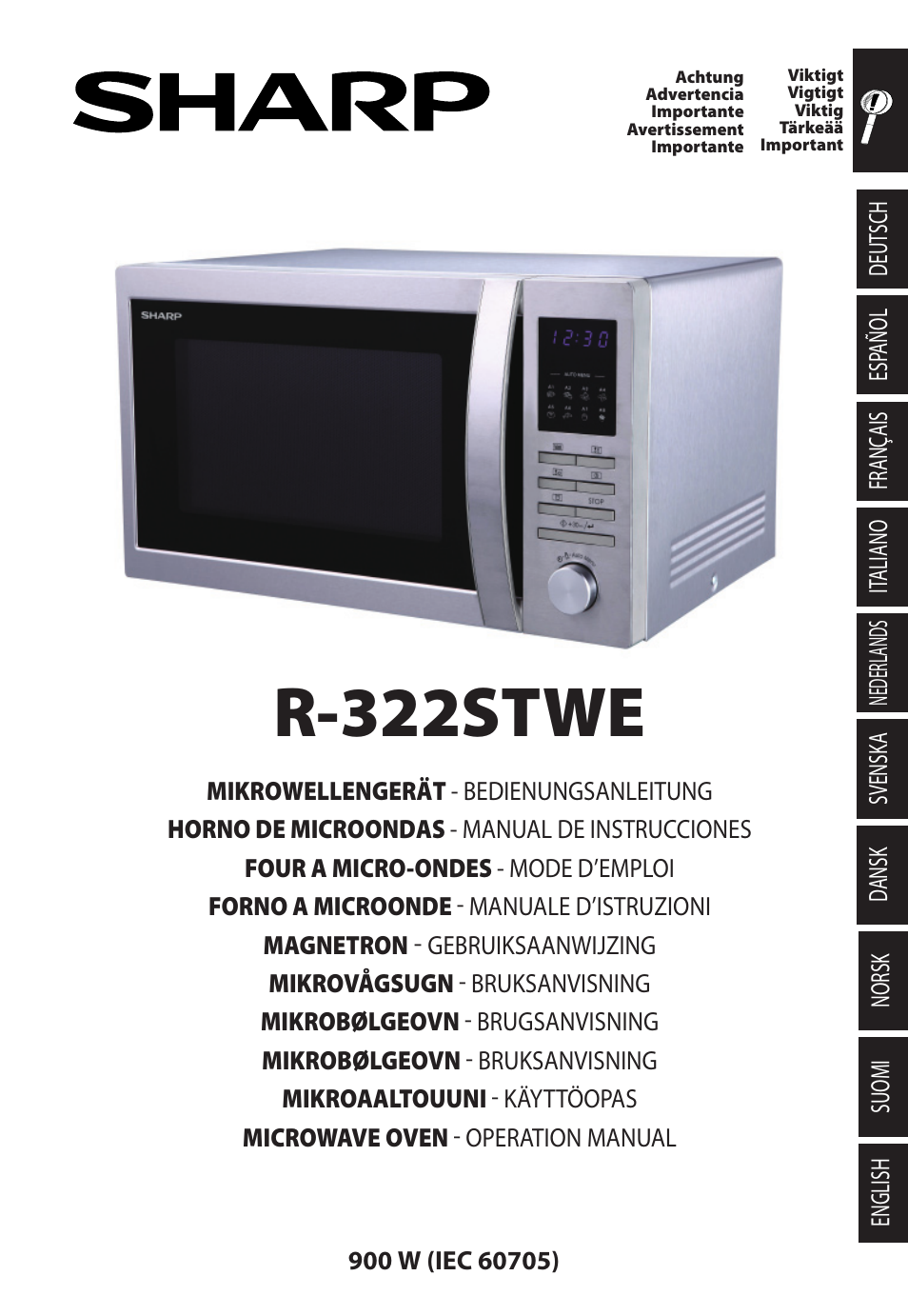 Sharp R-322STWE Four à micro-ondes solo User Manual | 246 pages