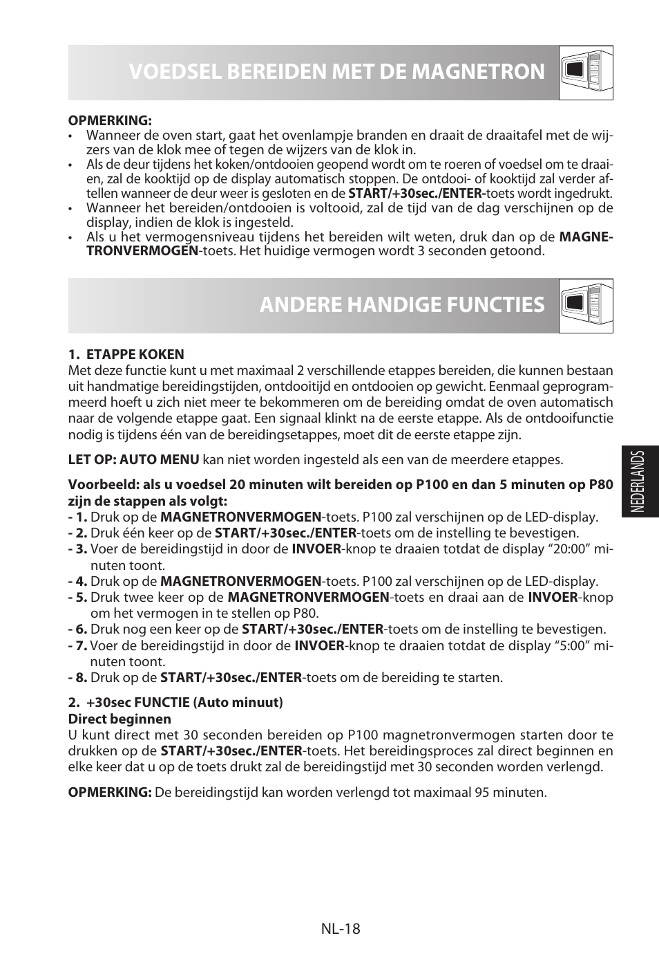 Voedsel bereiden met de magnetron, Andere handige functies, Nederlands | Sharp R-322STWE Four à micro-ondes solo User Manual | Page 117 / 246