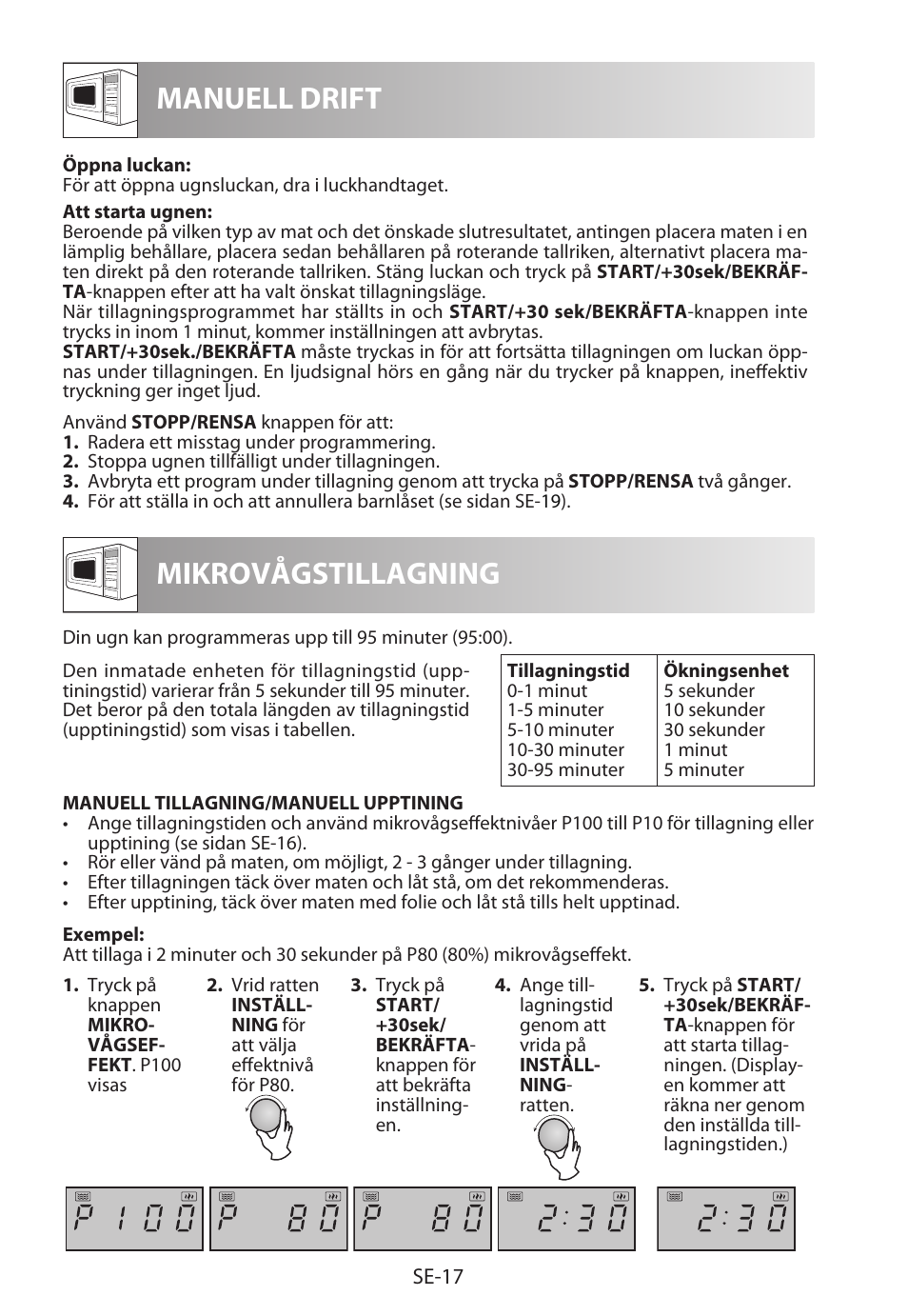 Manuell drift mikrovågstillagning | Sharp R-322STWE Four à micro-ondes solo User Manual | Page 140 / 246