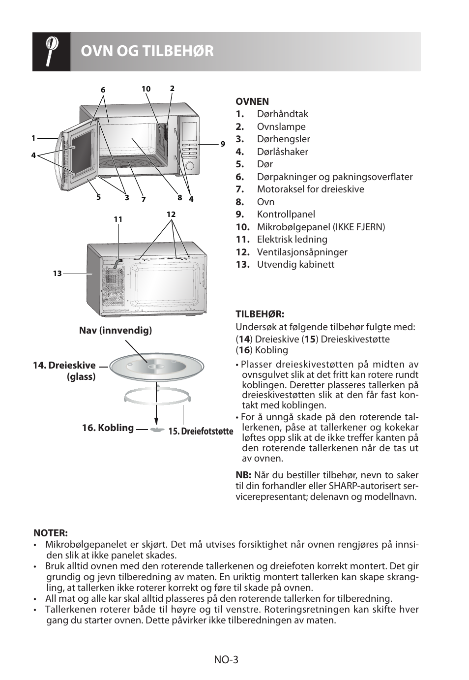 Ovn og tilbehør, No-3 | Sharp R-322STWE Four à micro-ondes solo User Manual | Page 174 / 246