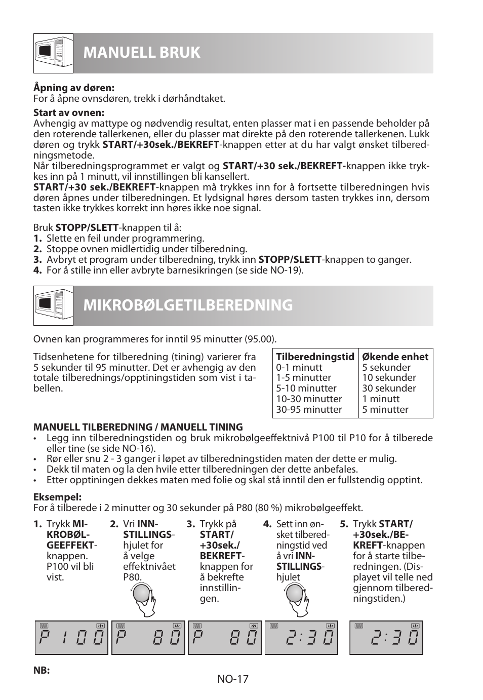 Manuell bruk mikrobølgetilberedning | Sharp R-322STWE Four à micro-ondes solo User Manual | Page 188 / 246