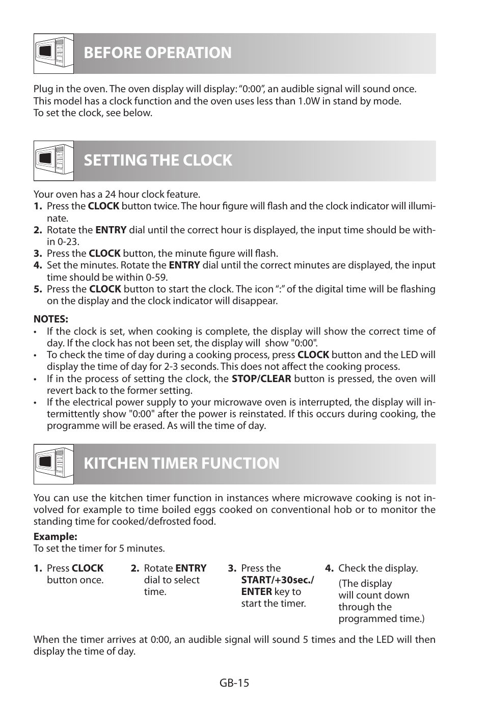 Before operation setting the clock, Kitchen timer function | Sharp R-322STWE Four à micro-ondes solo User Manual | Page 234 / 246