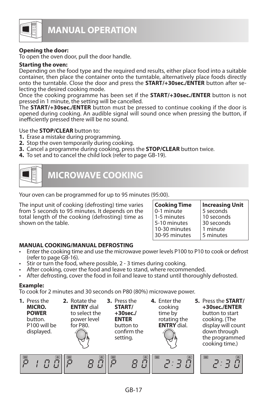 Manual operation microwave cooking | Sharp R-322STWE Four à micro-ondes solo User Manual | Page 236 / 246