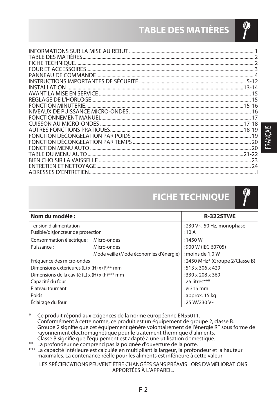 Sharp R-322STWE Four à micro-ondes solo User Manual | Page 53 / 246