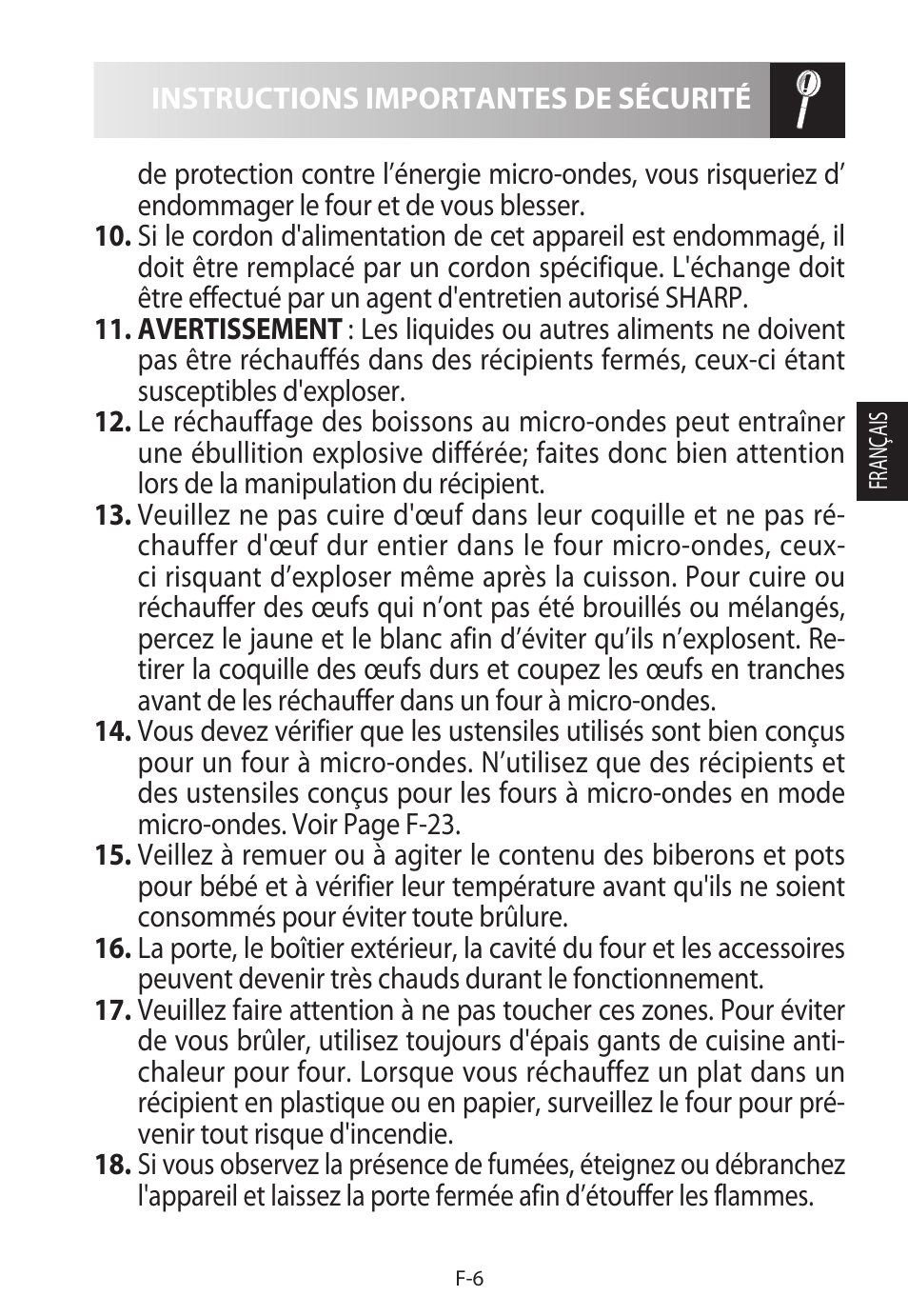 Sharp R-322STWE Four à micro-ondes solo User Manual | Page 57 / 246