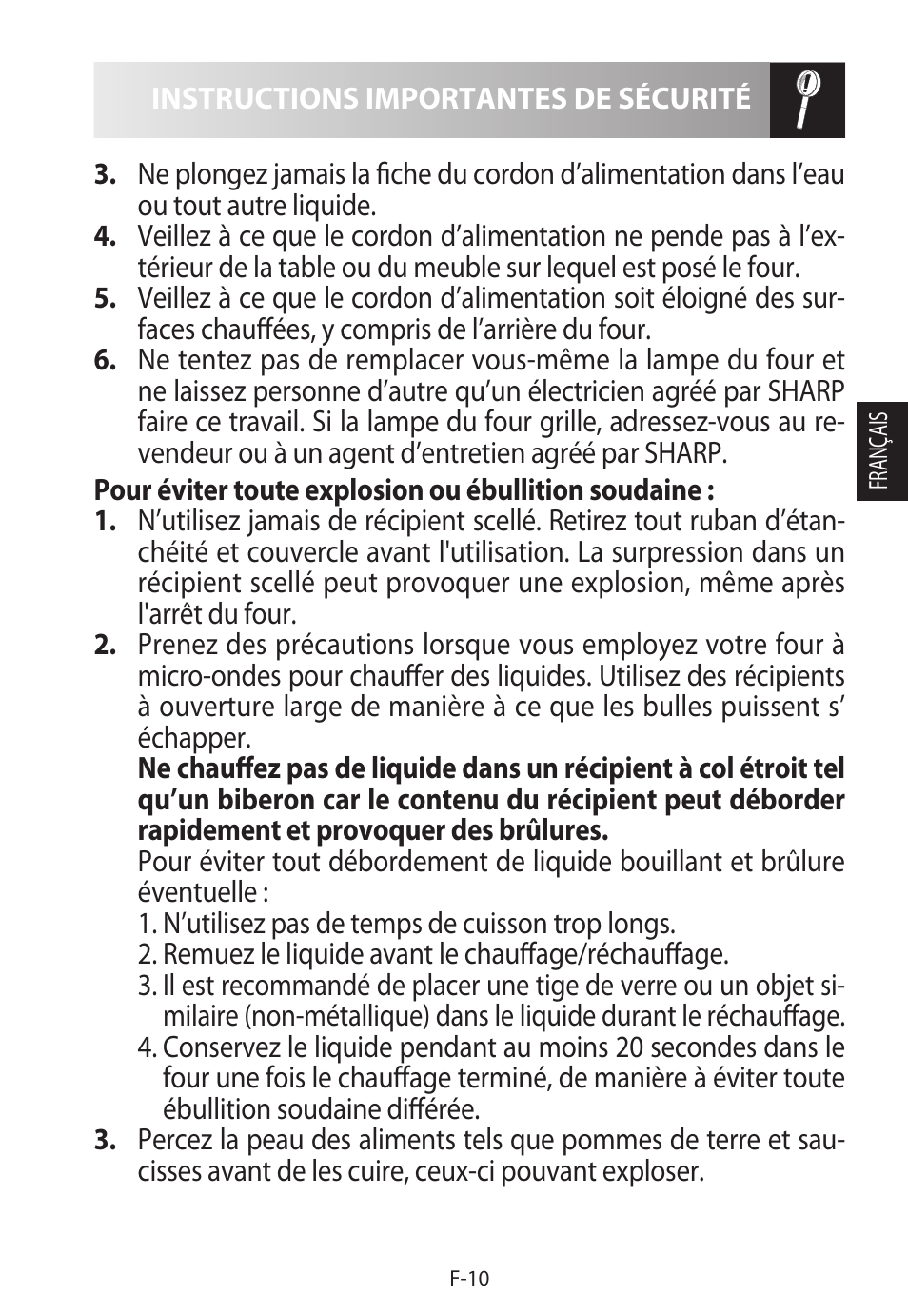 Sharp R-322STWE Four à micro-ondes solo User Manual | Page 61 / 246