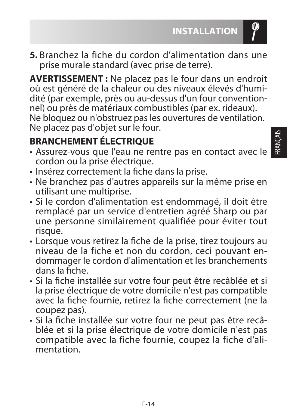 Sharp R-322STWE Four à micro-ondes solo User Manual | Page 65 / 246