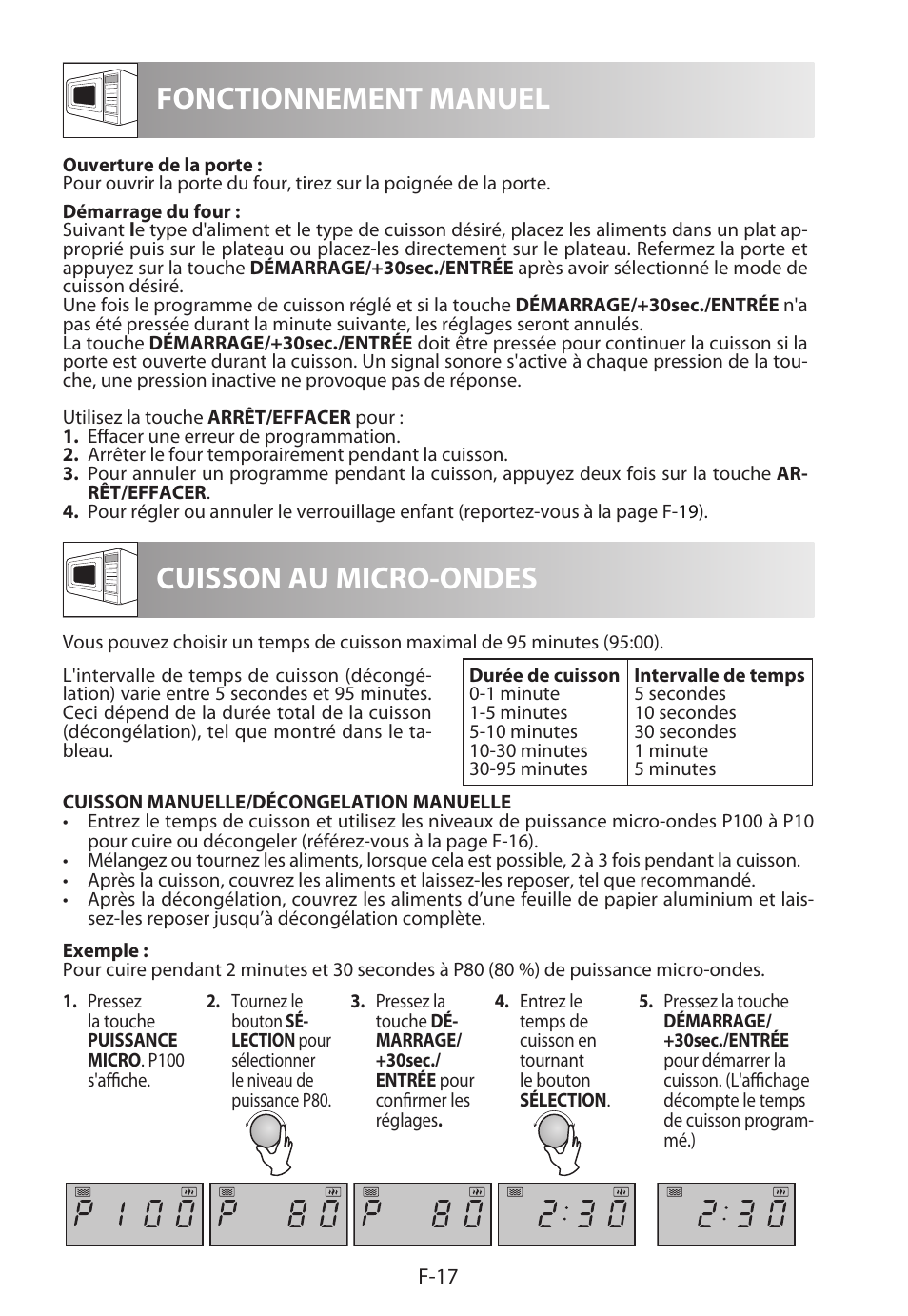 Fonctionnement manuel cuisson au micro-ondes | Sharp R-322STWE Four à micro-ondes solo User Manual | Page 68 / 246