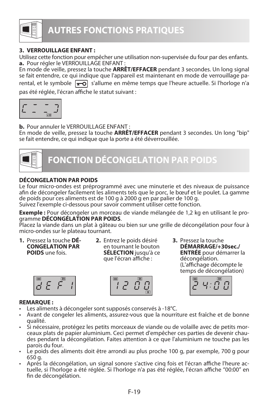 Autres fonctions pratiques, Fonction décongelation par poids | Sharp R-322STWE Four à micro-ondes solo User Manual | Page 70 / 246