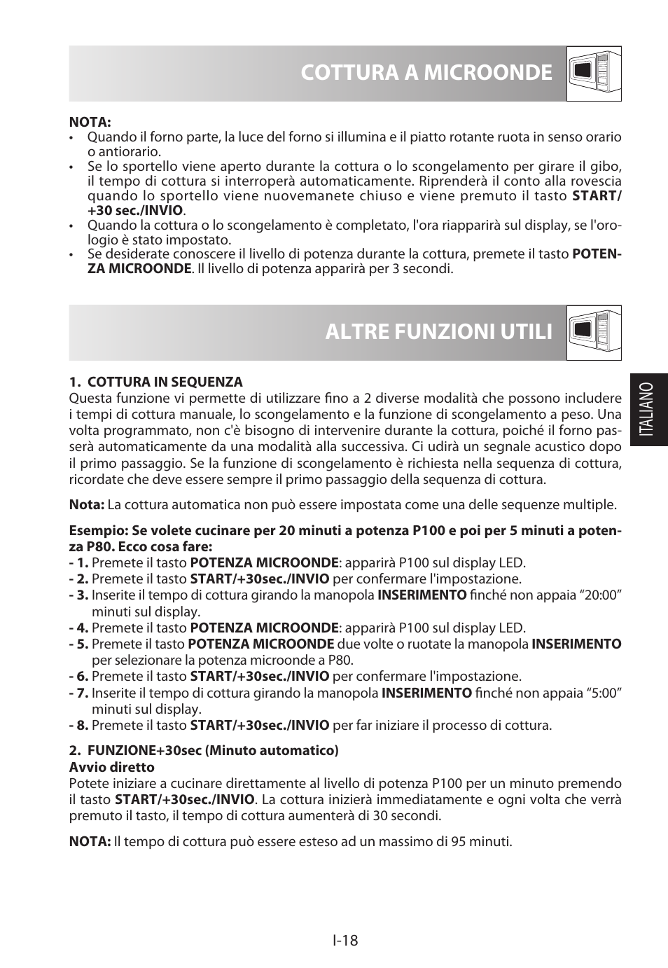 Cottura a microonde, Altre funzioni utili, It aliano | Sharp R-322STWE Four à micro-ondes solo User Manual | Page 93 / 246