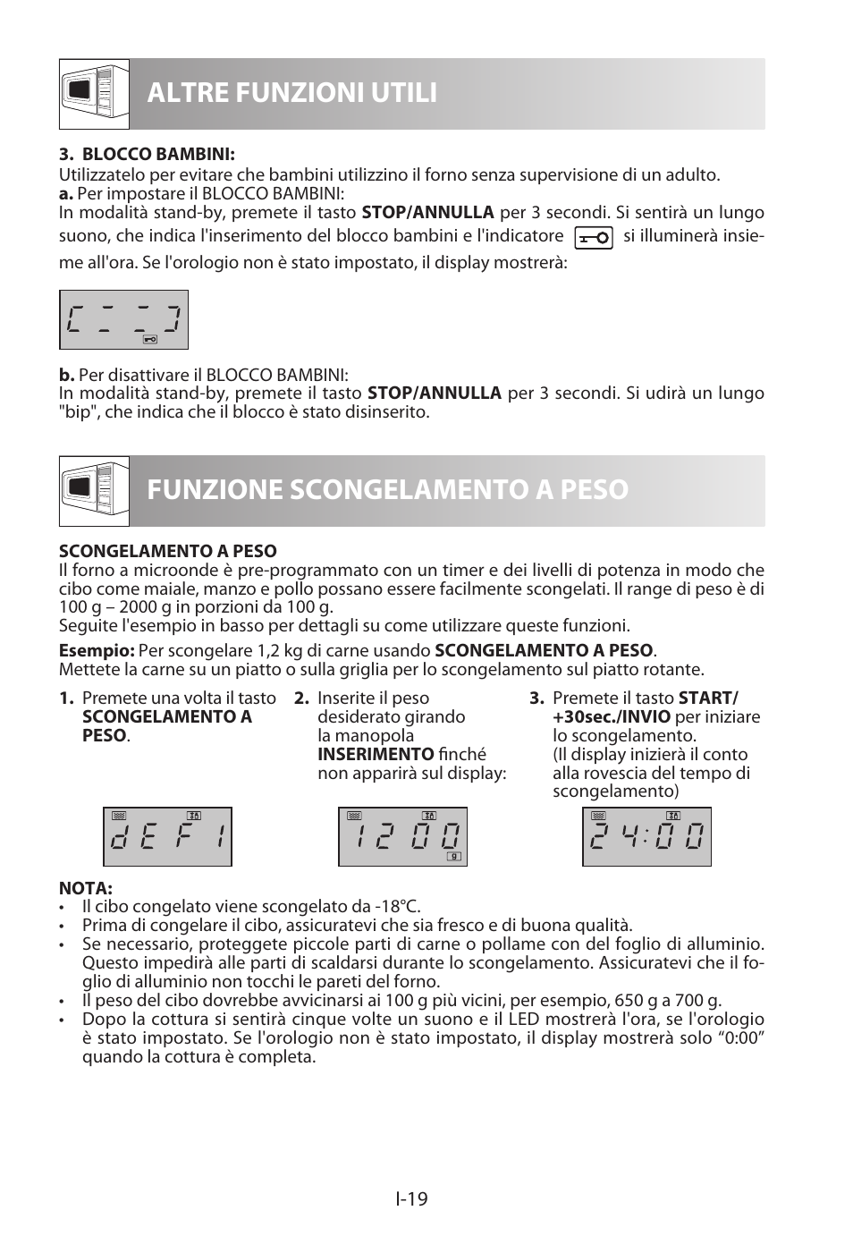 Altre funzioni utili, Funzione scongelamento a peso | Sharp R-322STWE Four à micro-ondes solo User Manual | Page 94 / 246