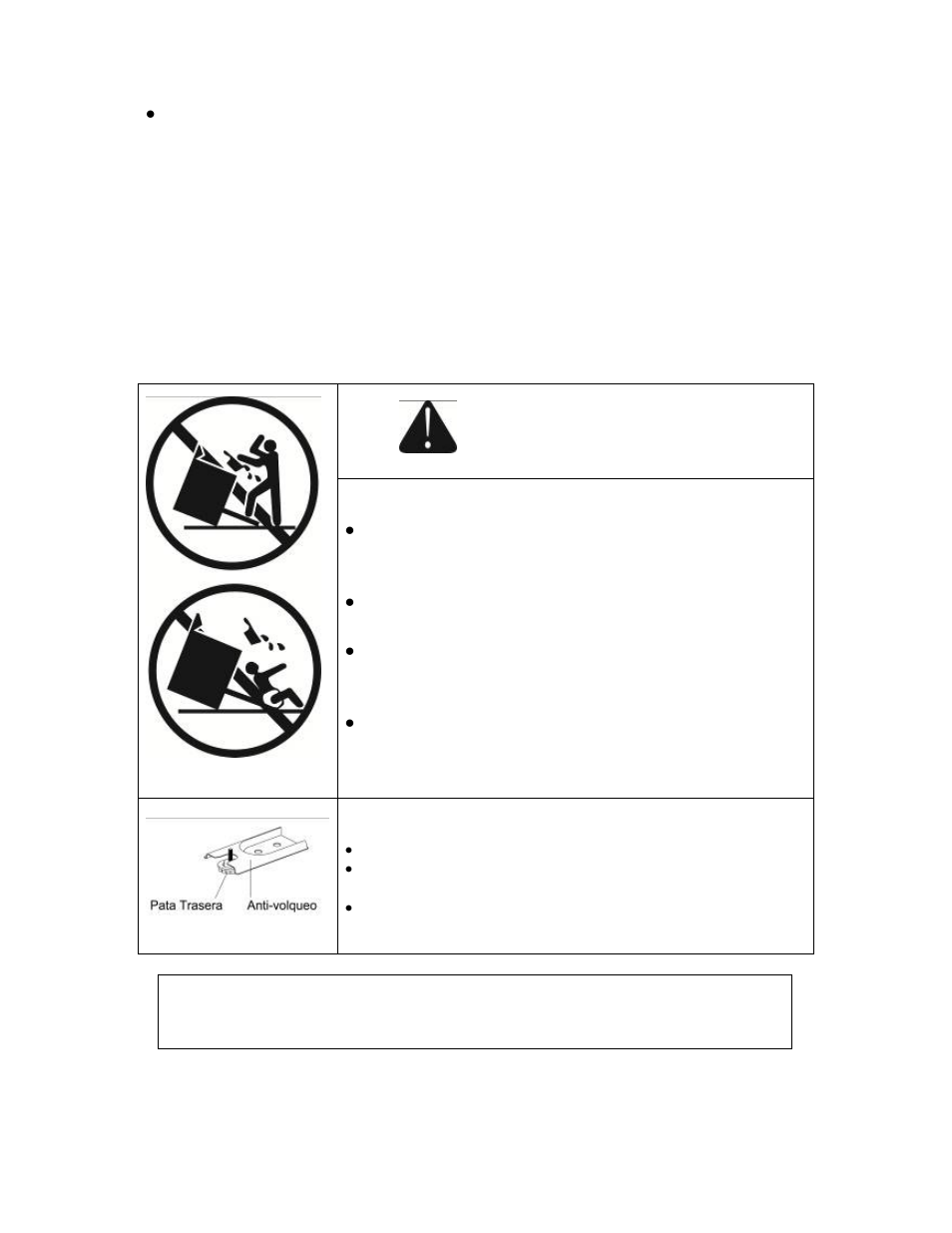 Advertencia, El elemento anti-volteo | Avanti DG2450SS User Manual | Page 29 / 52