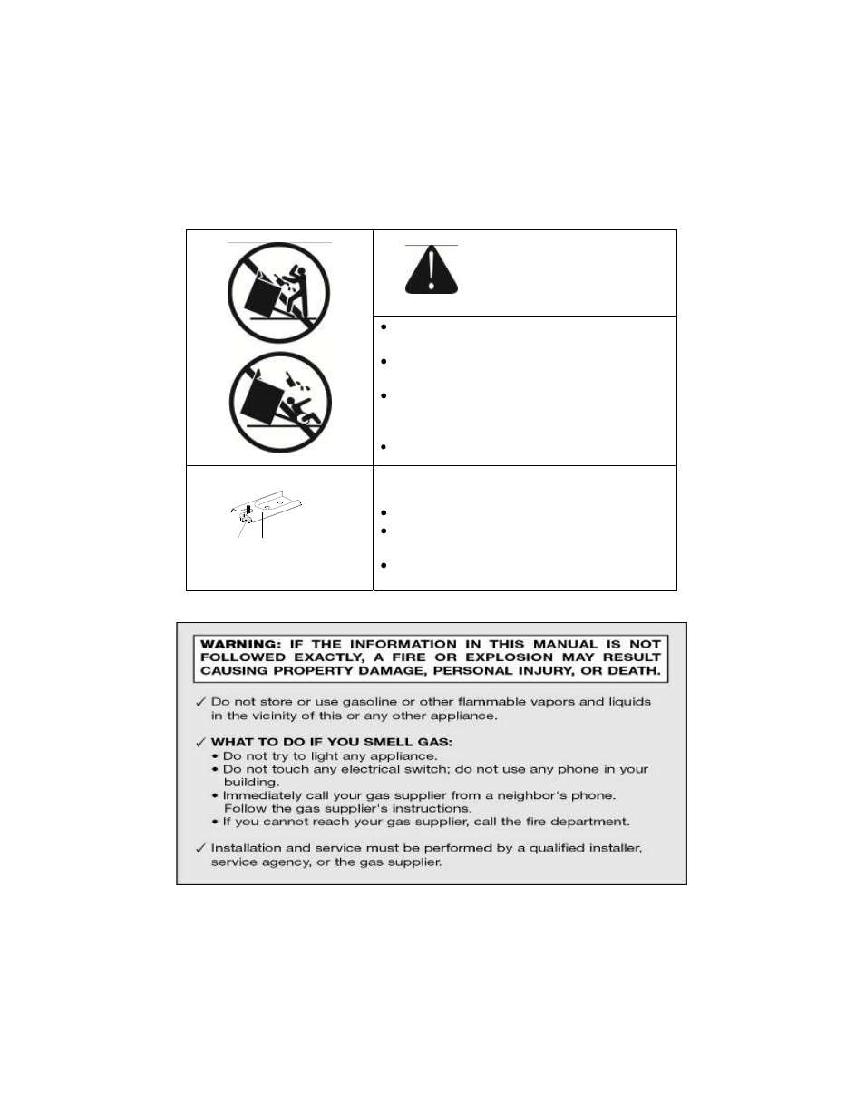 Warning, The anti-tip bracket | Avanti DG2450SS User Manual | Page 5 / 52