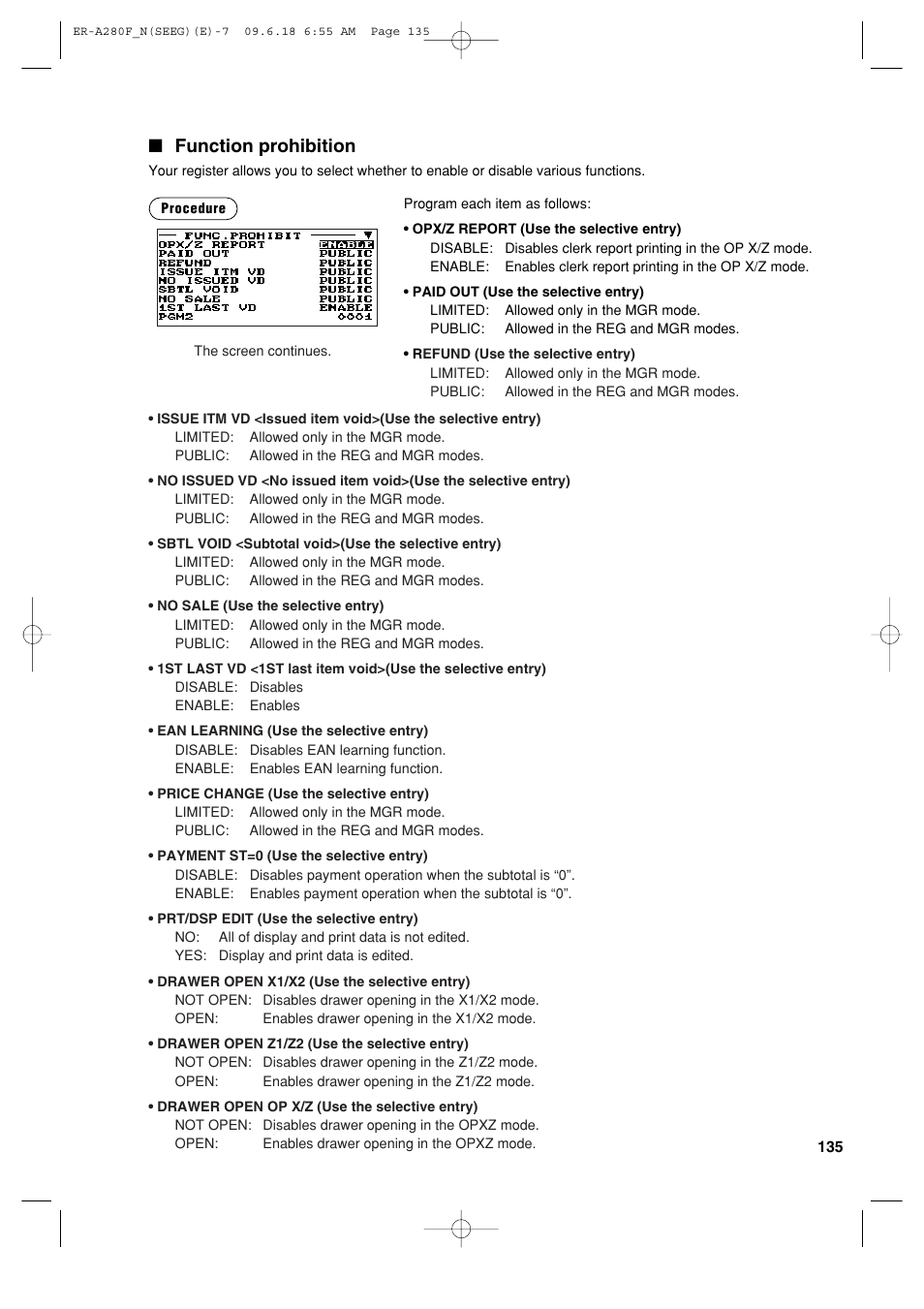 Function prohibition | Sharp ER-A280F User Manual | Page 137 / 188