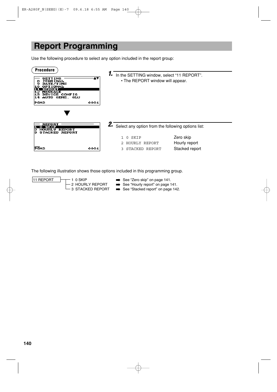 Report programming | Sharp ER-A280F User Manual | Page 142 / 188