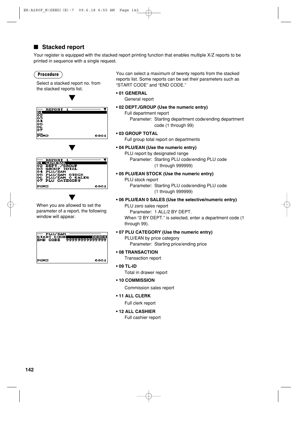 Stacked report | Sharp ER-A280F User Manual | Page 144 / 188