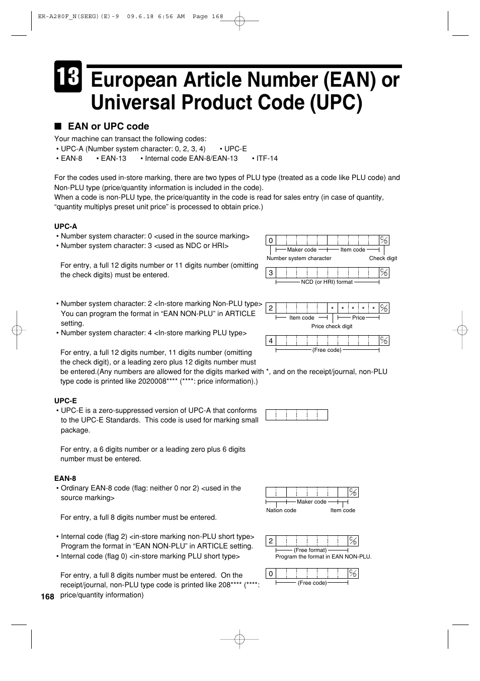 Ean or upc code | Sharp ER-A280F User Manual | Page 170 / 188