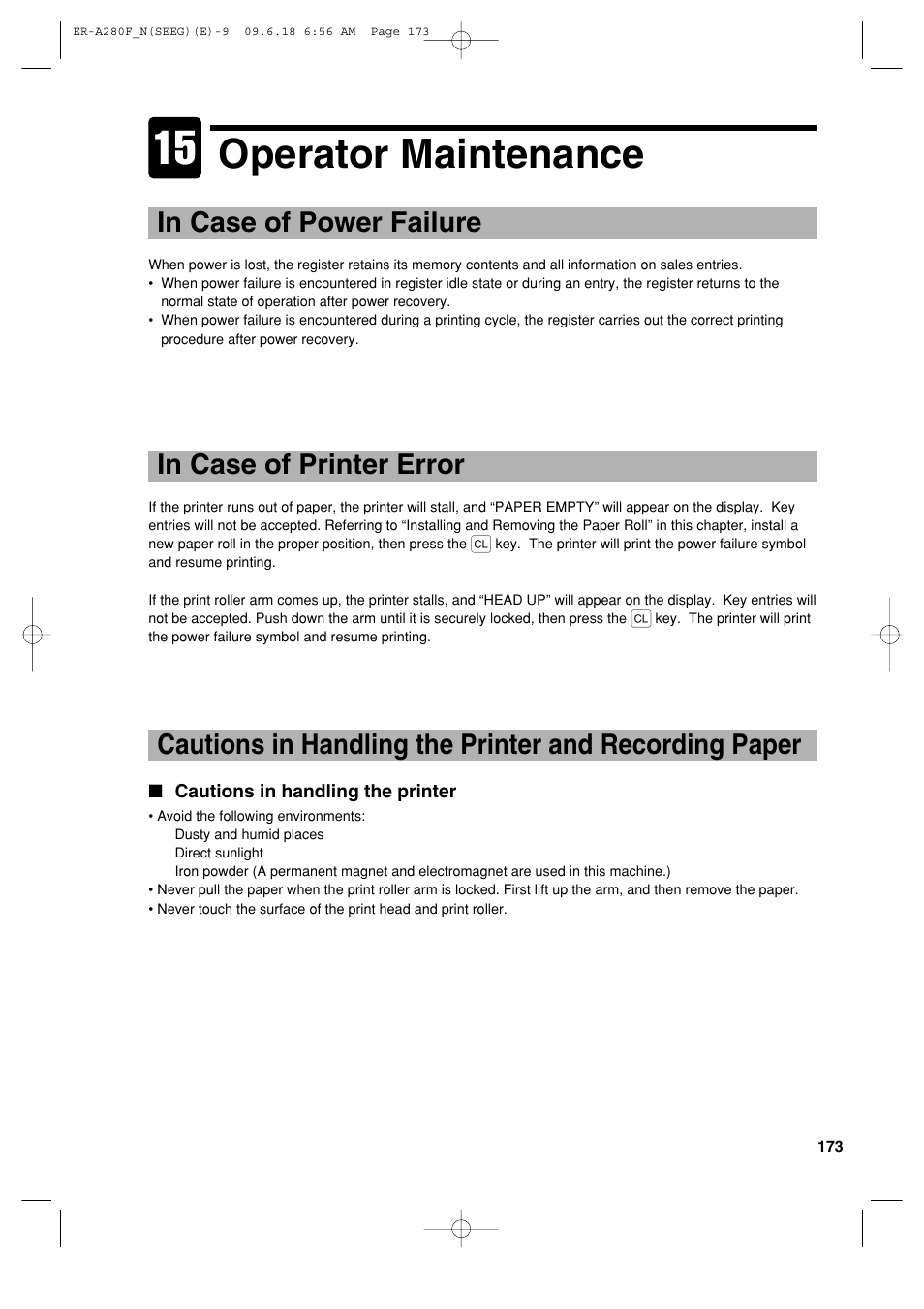 Operator maintenance | Sharp ER-A280F User Manual | Page 175 / 188