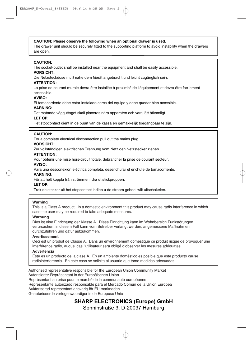 Sharp ER-A280F User Manual | Page 2 / 188