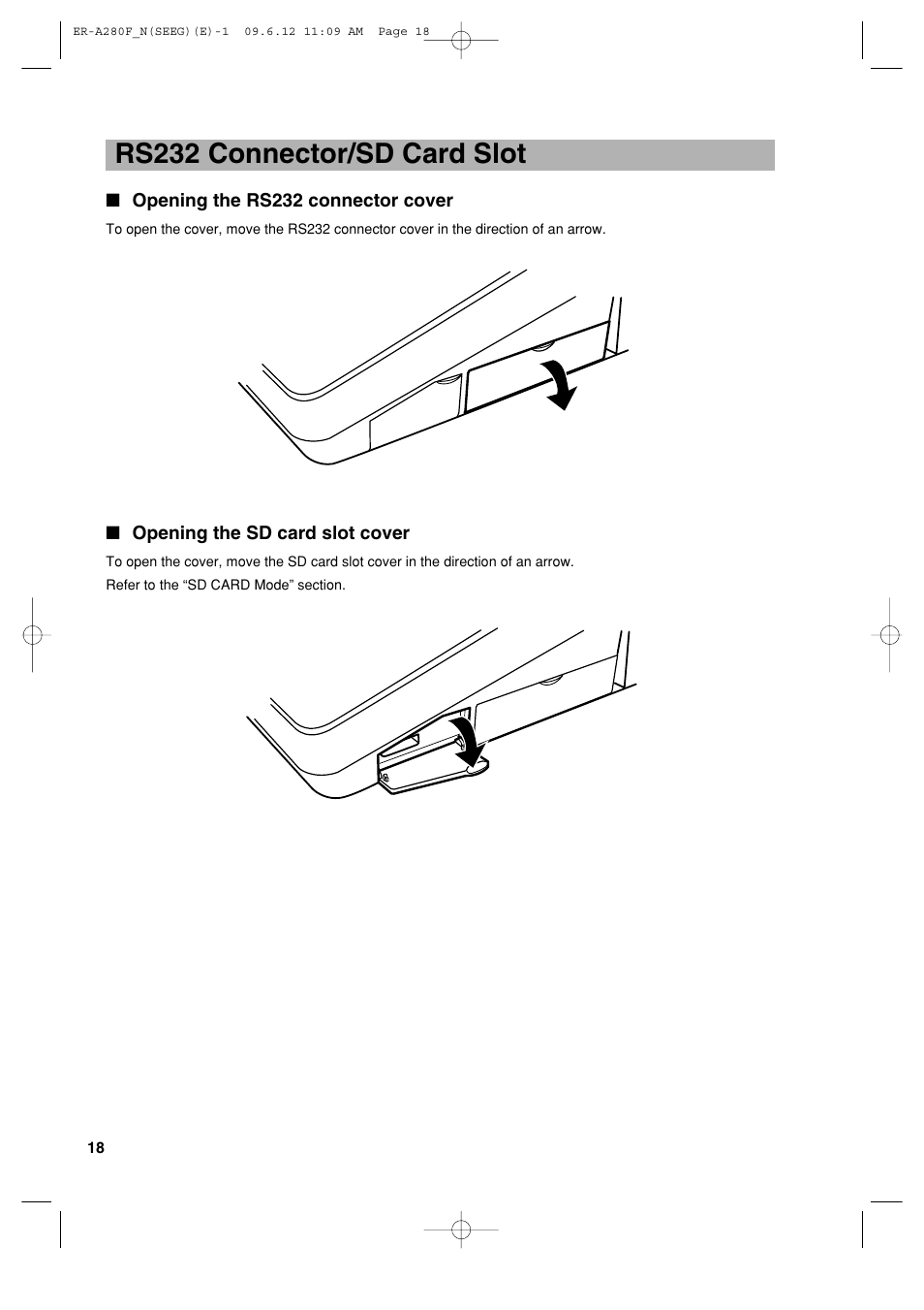 Rs232 connector/sd card slot | Sharp ER-A280F User Manual | Page 20 / 188