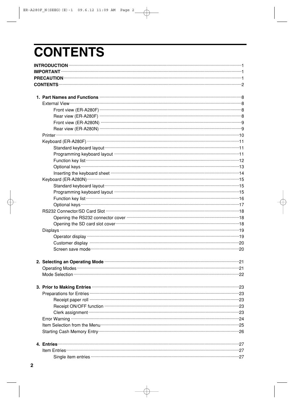 Sharp ER-A280F User Manual | Page 4 / 188