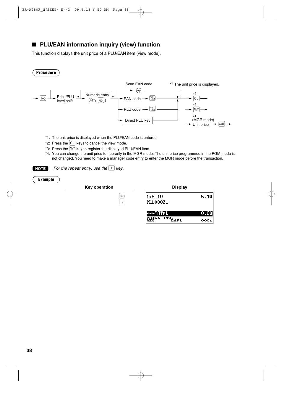 Plu/ean information inquiry (view) function | Sharp ER-A280F User Manual | Page 40 / 188